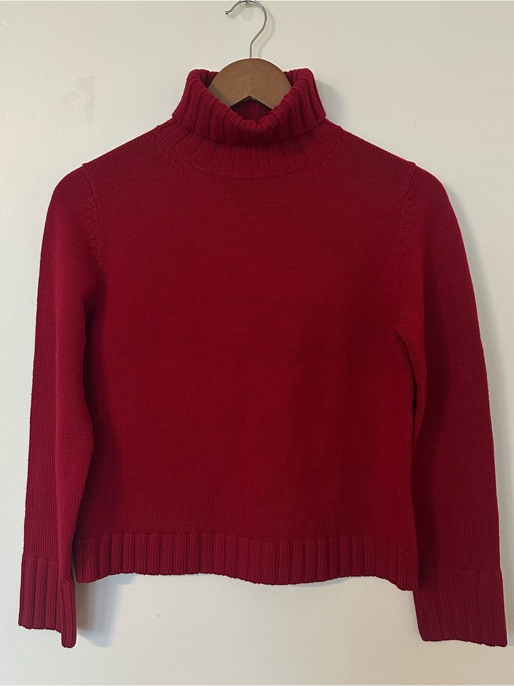 Vintage British Merino Wool Turtleneck Sweater Red Petite